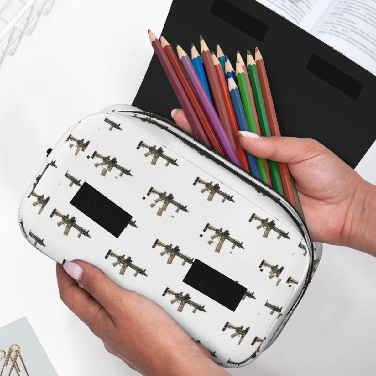 Estuche para lápices con diseñ - Tan Stationery & Office Supply reseña y precio