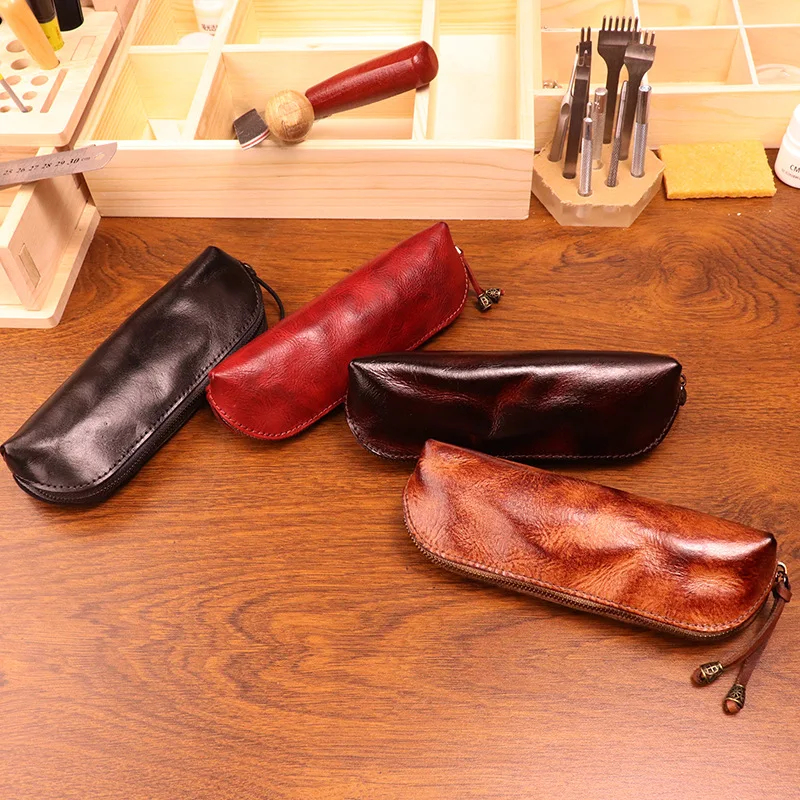 Estuche para lápices de cuero  - Tan Stationery & Office Supply reseña y precio