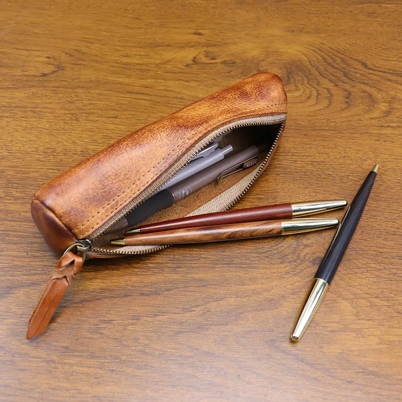 Estuche para lápices de cuero  - Tan Stationery & Office Supply reseña y precio